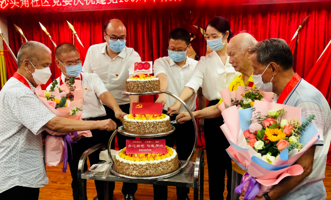 庆祝建党100周年蛋糕,建党100周年蛋糕 盐田区沙头角街道沙头角社区党委举行庆祝建党100周年集体政治生日会